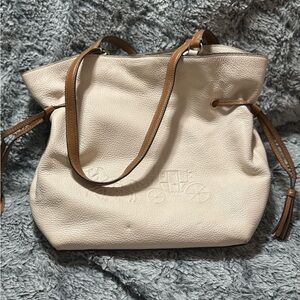 Elegant Cream Leather Tote Bag